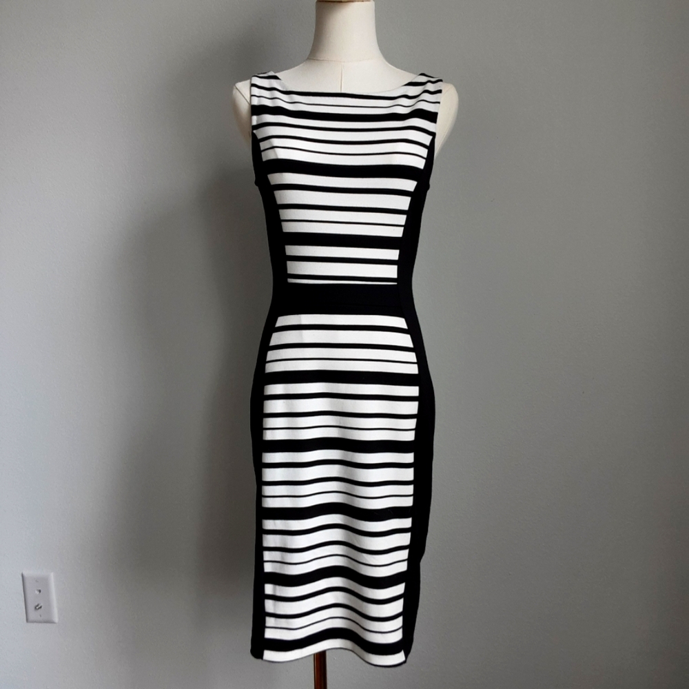 Anthropologie black and white striped derss